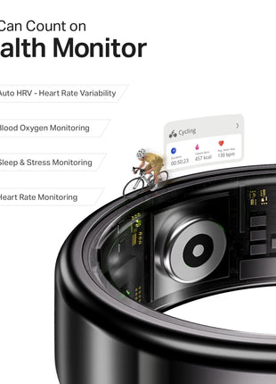 boAt New Launch SmartRing Active Plus, Auto Heart Rate, Sleep, SpO2, Stress & Skin Temperature Monitor, Stainless-Steel Build, Lightweight, 30-Days Battery, Magnetic Charging Case(9, Midnight Black) 