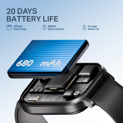 boAt New Launch Storm Infinity Max, 20 Days Maximum Battery, Biggest Battery Capacity Ever! 2.01" (5.1cm) Display, Functional Crown, AI Nudges, BT Calling, Smart Watch for Men & Women (Black) 