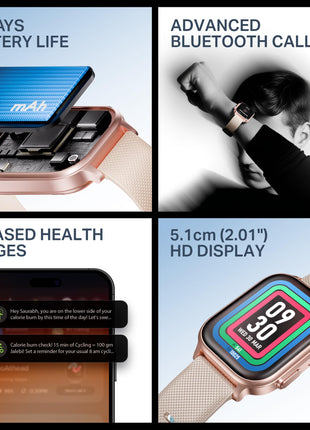 boAt New Launch Storm Infinity Max, 20 Days Maximum Battery, Biggest Battery Capacity Ever! 2.01" (5.1cm) Display, Functional Crown, AI Nudges, BT Calling, Smart Watch for Men & Women (Pink) 