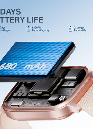 boAt New Launch Storm Infinity Max, 20 Days Maximum Battery, Biggest Battery Capacity Ever! 2.01" (5.1cm) Display, Functional Crown, AI Nudges, BT Calling, Smart Watch for Men & Women (Pink) 