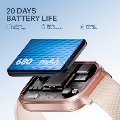 boAt New Launch Storm Infinity Max, 20 Days Maximum Battery, Biggest Battery Capacity Ever! 2.01" (5.1cm) Display, Functional Crown, AI Nudges, BT Calling, Smart Watch for Men & Women (Pink) 