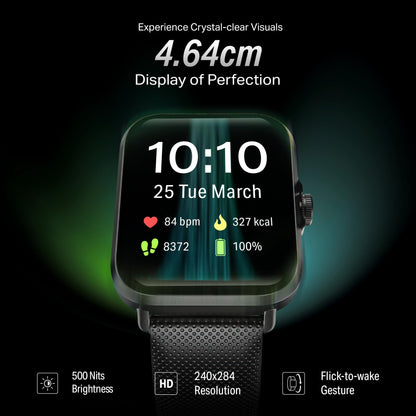 boAt New Launch Storm Infinity w/15 Days Extensive Battery fueled by Huge 550mAh Battery, Fast Charge, 1.83”(4.65cm)HD Display, Functional Crown, BT Calling, Smart watch for Men & Women (Active Black) 