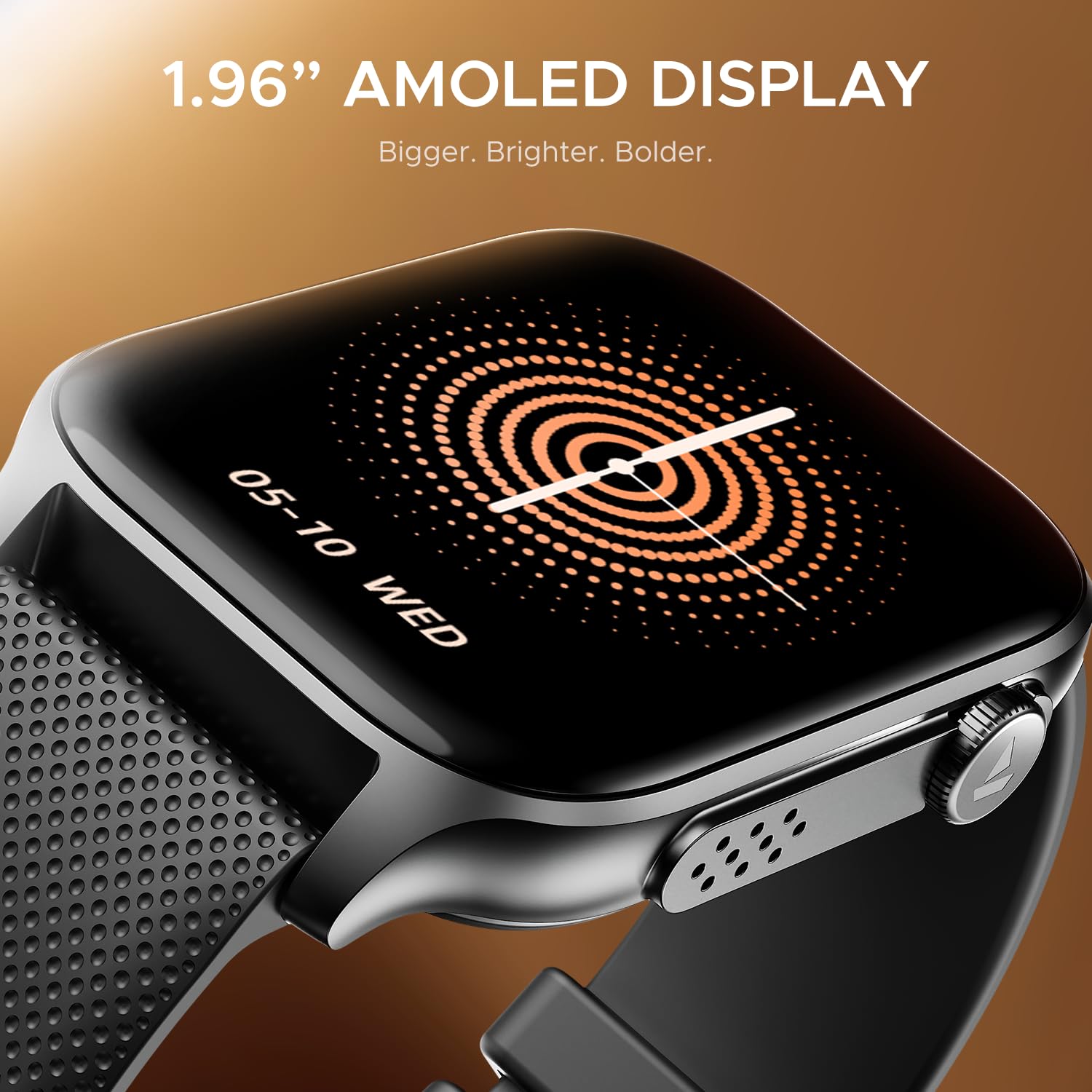 boAt New Launch Ultima Ember Smartwatch w/ 1.96” (4.97 cm) AMOLED Display, Personalized Fitness Nudges, Functional Crown, 100+ Sports Modes, Custom Watch Faces (Bold Black) 