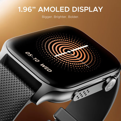 boAt New Launch Ultima Ember Smartwatch w/ 1.96” (4.97 cm) AMOLED Display, Personalized Fitness Nudges, Functional Crown, 100+ Sports Modes, Custom Watch Faces (Bold Black) 