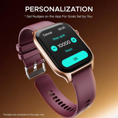 boAt New Launch Ultima Ember Smartwatch w/ 1.96" (4.97 cm) AMOLED Display, Personalized Fitness Nudges, Functional Crown, 100+ Sports Modes, Custom Watch Faces (Royal Berry), Burgundy 