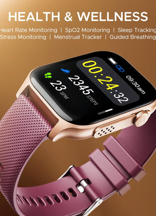 boAt New Launch Ultima Ember Smartwatch w/ 1.96" (4.97 cm) AMOLED Display, Personalized Fitness Nudges, Functional Crown, 100+ Sports Modes, Custom Watch Faces (Royal Berry), Burgundy 