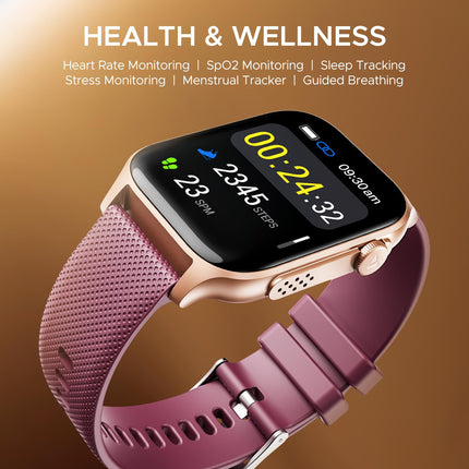 boAt New Launch Ultima Ember Smartwatch w/ 1.96" (4.97 cm) AMOLED Display, Personalized Fitness Nudges, Functional Crown, 100+ Sports Modes, Custom Watch Faces (Royal Berry), Burgundy 