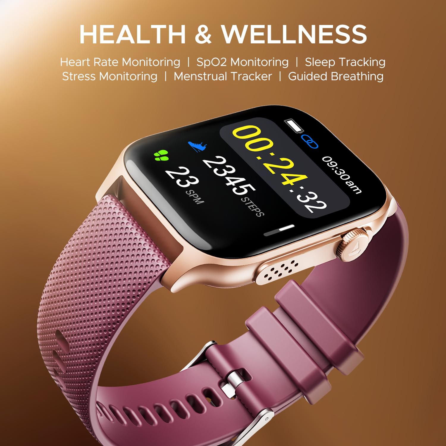 boAt New Launch Ultima Ember Smartwatch w/ 1.96" (4.97 cm) AMOLED Display, Personalized Fitness Nudges, Functional Crown, 100+ Sports Modes, Custom Watch Faces (Royal Berry), Burgundy 