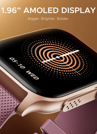 boAt New Launch Ultima Ember Smartwatch w/ 1.96" (4.97 cm) AMOLED Display, Personalized Fitness Nudges, Functional Crown, 100+ Sports Modes, Custom Watch Faces (Royal Berry), Burgundy 