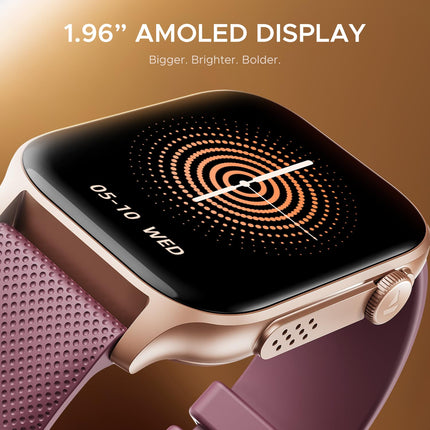 boAt New Launch Ultima Ember Smartwatch w/ 1.96" (4.97 cm) AMOLED Display, Personalized Fitness Nudges, Functional Crown, 100+ Sports Modes, Custom Watch Faces (Royal Berry), Burgundy 