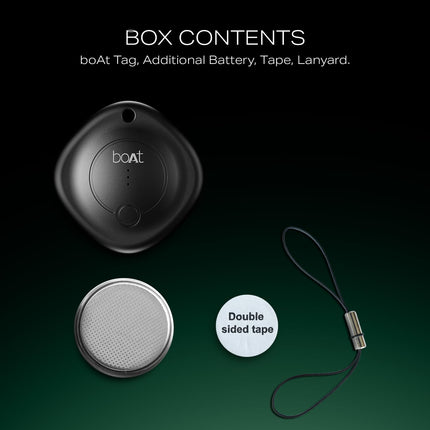 boAt Tag Bluetooth Item Finder for Android Devices, Google Find Hub App Support, 80dB Alarm, Additional Battery, 1 Year Battery (Black) 