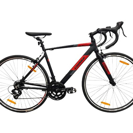 chase Air Road Bikes 700C with 14 Speed (7 by 2) Gear with Caliper Brake | Front Suspension | Alloy Frame | Black| Sports Gear Cycle for Men 