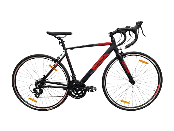chase Air Road Bikes 700C with 14 Speed (7 by 2) Gear with Caliper Brake | Front Suspension | Alloy Frame | Black| Sports Gear Cycle for Men 