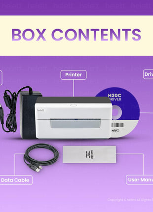 helett® H30C USB Direct Thermal 4×6 Shipping Label Printer(Barcode) Adjustable Label Size|203DPI Resolution|152mm/s Printing Speed Compatible with Windows,Mac,Linux Chrome OS|White(1Year Warranty) 