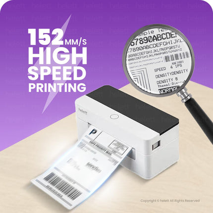helett® H30C USB Direct Thermal 4×6 Shipping Label Printer(Barcode) Adjustable Label Size|203DPI Resolution|152mm/s Printing Speed Compatible with Windows,Mac,Linux Chrome OS|White(1Year Warranty) 