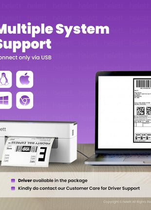helett® H30C USB Direct Thermal 4×6 Shipping Label Printer(Barcode) Adjustable Label Size|203DPI Resolution|152mm/s Printing Speed Compatible with Windows,Mac,Linux Chrome OS|White(1Year Warranty) 