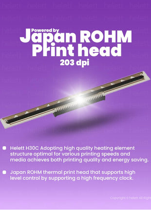 helett® H30C USB Direct Thermal 4×6 Shipping Label Printer(Barcode) Adjustable Label Size|203DPI Resolution|152mm/s Printing Speed Compatible with Windows,Mac,Linux Chrome OS|White(1Year Warranty) 