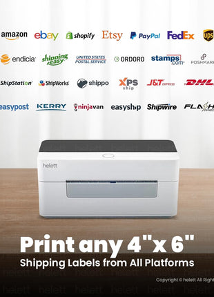 helett® H30C USB Direct Thermal 4×6 Shipping Label Printer(Barcode) Adjustable Label Size|203DPI Resolution|152mm/s Printing Speed Compatible with Windows,Mac,Linux Chrome OS|White(1Year Warranty) 