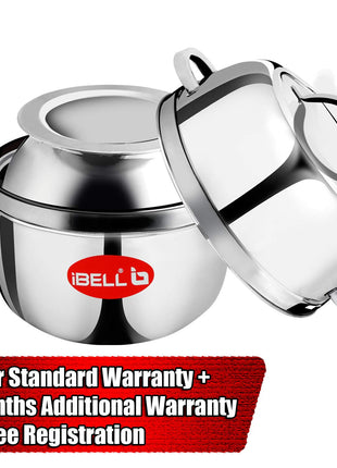 iBELL 1 kilogram Premium Stainless Steel Steam Pot, Thermal Rice Cooker, Induction Based Pot with Rubber Gasket 