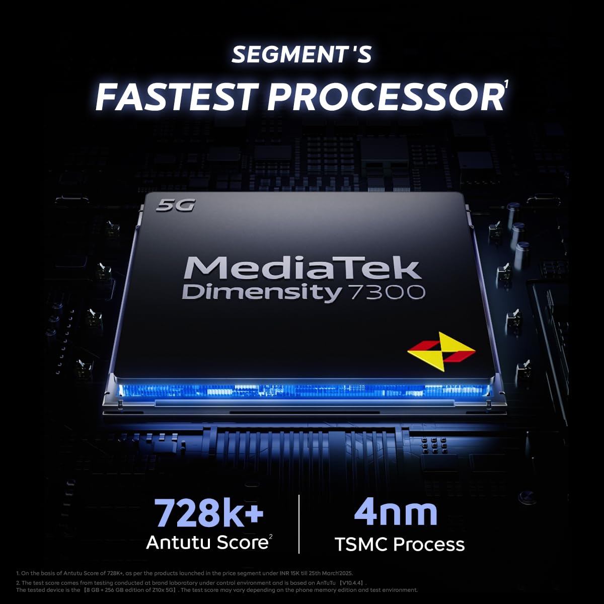 iQOO Z10x 5G (Ultramarine, 6GB RAM, 128GB Storage) | 6500 mAh Large Capacity Battery | Dimensity 7300 Processor | Military-Grade Durability 