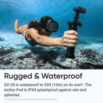 insta360 GO 3S - 64 GB Black 4K Tiny Portable Vlogging Camera, Hands-Free POVs, Mount Anywhere, Stabilization, 140 Min Battery Life, 10m Waterproof, Pet POV 