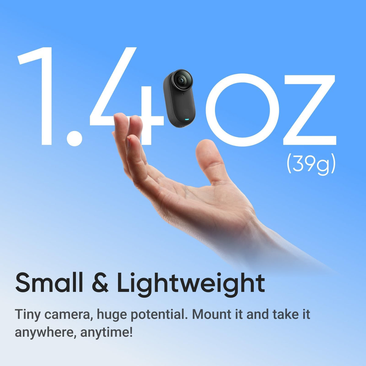insta360 GO 3S - 64 GB Black 4K Tiny Portable Vlogging Camera, Hands-Free POVs, Mount Anywhere, Stabilization, 140 Min Battery Life, 10m Waterproof, Pet POV 