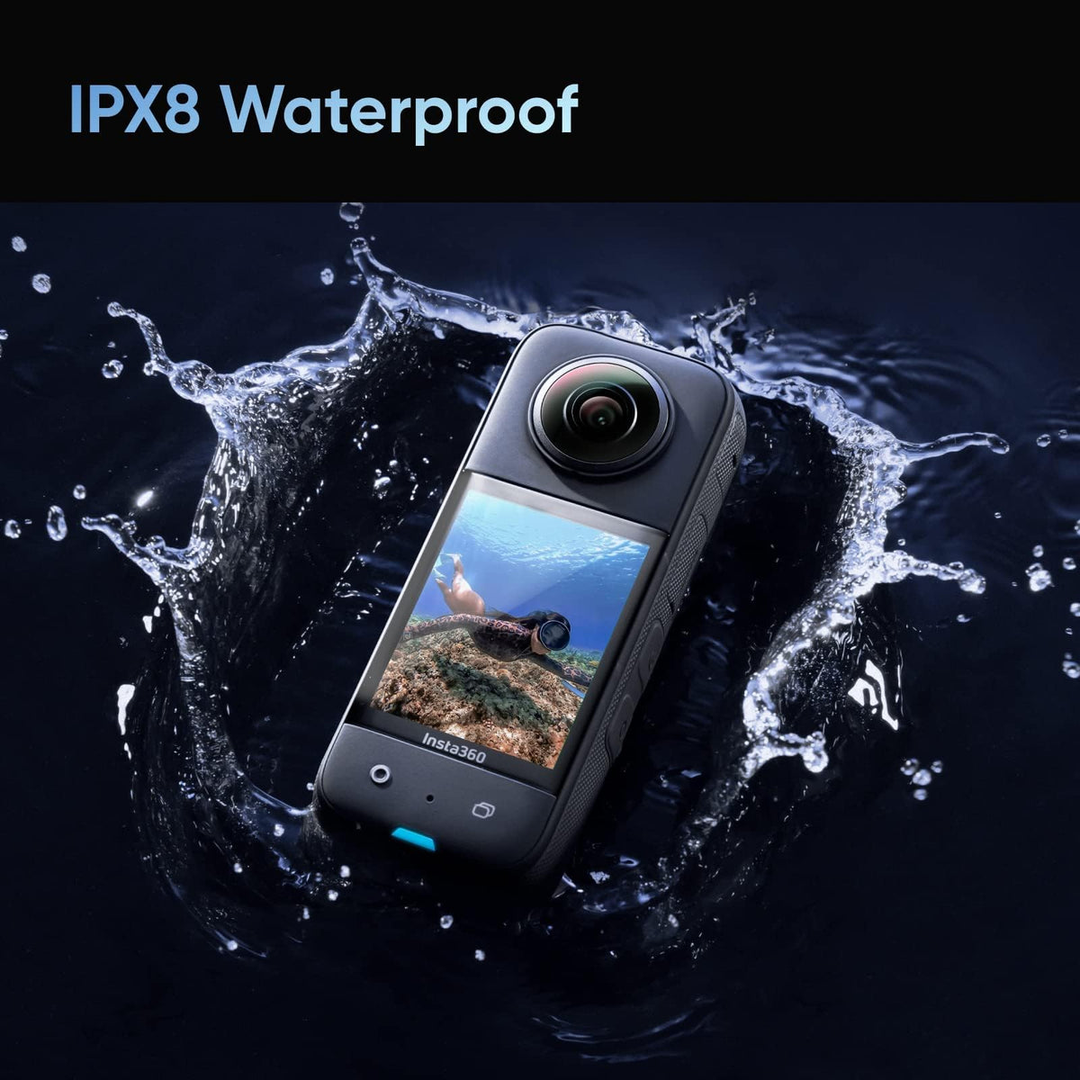 insta360 X3 Action Camera, 1/2" Sensor, 5.7K 360 Capture, Optical Zoom 3X, 72 MP 360 Photo, 4K Single Lens Mode, Black 