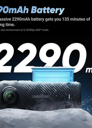 insta360 X4 Motorcycle Bundle- 8K Waterproof 360 Action Digital Camera, 4K Wide-Angle Video, Removable Lens Guards, 135 Min Battery Life, Ai Editing, Stabilization, for Sports, Travel,Black 