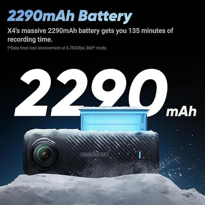 insta360 X4 Motorcycle Bundle- 8K Waterproof 360 Action Digital Camera, 4K Wide-Angle Video, Removable Lens Guards, 135 Min Battery Life, Ai Editing, Stabilization, for Sports, Travel,Black 
