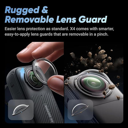 insta360 X4 Motorcycle Bundle- 8K Waterproof 360 Action Digital Camera, 4K Wide-Angle Video, Removable Lens Guards, 135 Min Battery Life, Ai Editing, Stabilization, for Sports, Travel,Black 