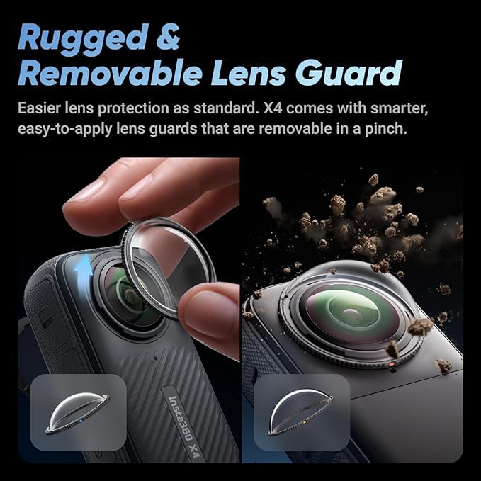 insta360 X4 Motorcycle Bundle- 8K Waterproof 360 Action Digital Camera, 4K Wide-Angle Video, Removable Lens Guards, 135 Min Battery Life, Ai Editing, Stabilization, for Sports, Travel,Black 