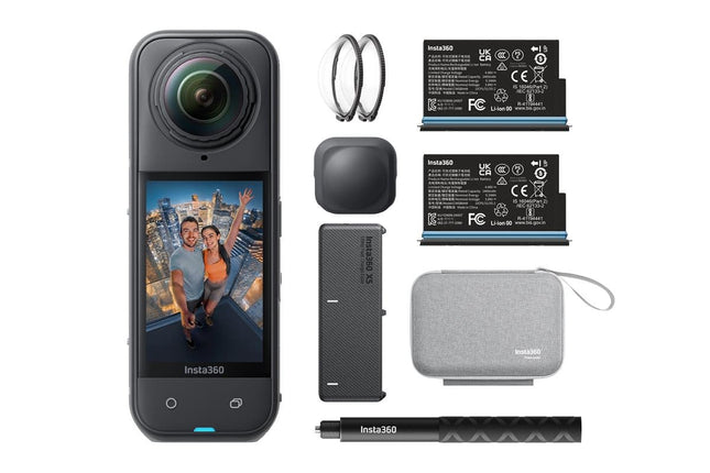 insta360 X5 Essentials Bundle - Waterproof 8K 360° Action Camera, Leading Low Light, Invisible Selfie Stick Effect, Rugged and Replaceable Lens, 3-Hour Battery, Built-in Wind Guard, Stabilization 