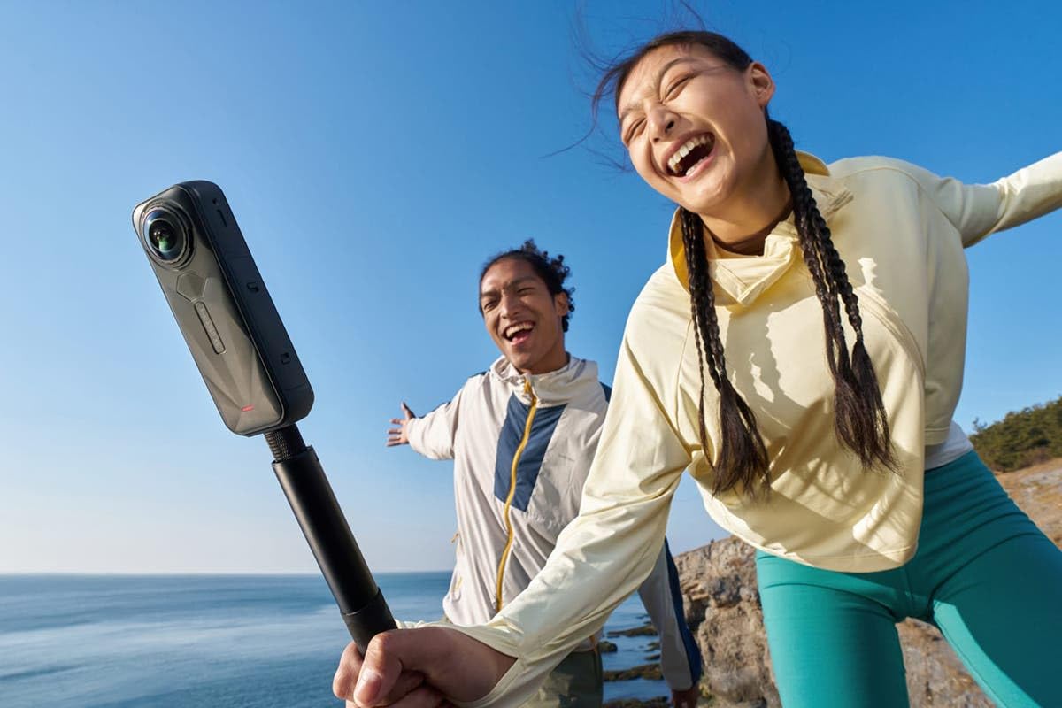 insta360 X5 Essentials Bundle - Waterproof 8K 360° Action Camera, Leading Low Light, Invisible Selfie Stick Effect, Rugged and Replaceable Lens, 3-Hour Battery, Built-in Wind Guard, Stabilization 