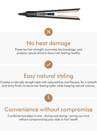 Dyson Airstrait™ Straightener| Wet to Dry Straightener| No Heat Damage| 2 in 1 Straightening| Saves Time| Natural Straight Look|Uses Air| No Hot Plates| Dry & Straighten| Volumunious & Shiny Hair | 3 Modes| Travel Friendly|Intelligent Heat Control| 2 Year 