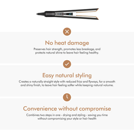 Dyson Airstrait™ Straightener| Wet to Dry Straightener| No Heat Damage| 2 in 1 Straightening| Saves Time| Natural Straight Look|Uses Air| No Hot Plates| Dry & Straighten| Volumunious & Shiny Hair | 3 Modes| Travel Friendly|Intelligent Heat Control| 2 Year 