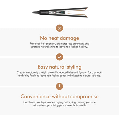 Dyson Airstrait™ Straightener| Wet to Dry Straightener| No Heat Damage| 2 in 1 Straightening| Saves Time| Natural Straight Look|Uses Air| No Hot Plates| Dry & Straighten| Volumunious & Shiny Hair | 3 Modes| Travel Friendly|Intelligent Heat Control| 2 Year 