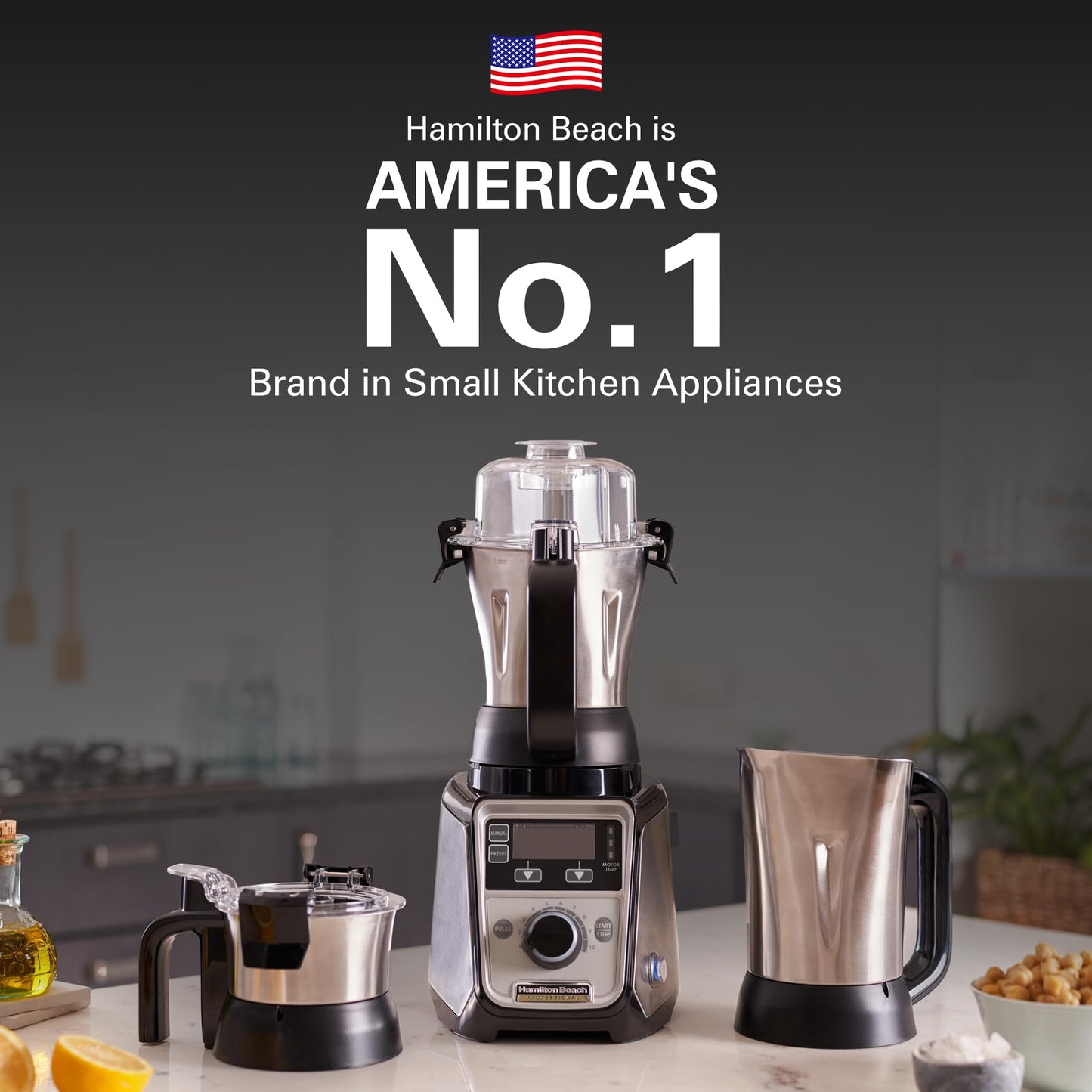 Hamilton Beach Professional Juicer Mixer Grinder 58770-IN, 1400 Watt Rated Motor, Triple Overload Protection, 3 Stainless Steel Leakproof Jars, Triple Safety Protection, Intelligent Controls, Black 