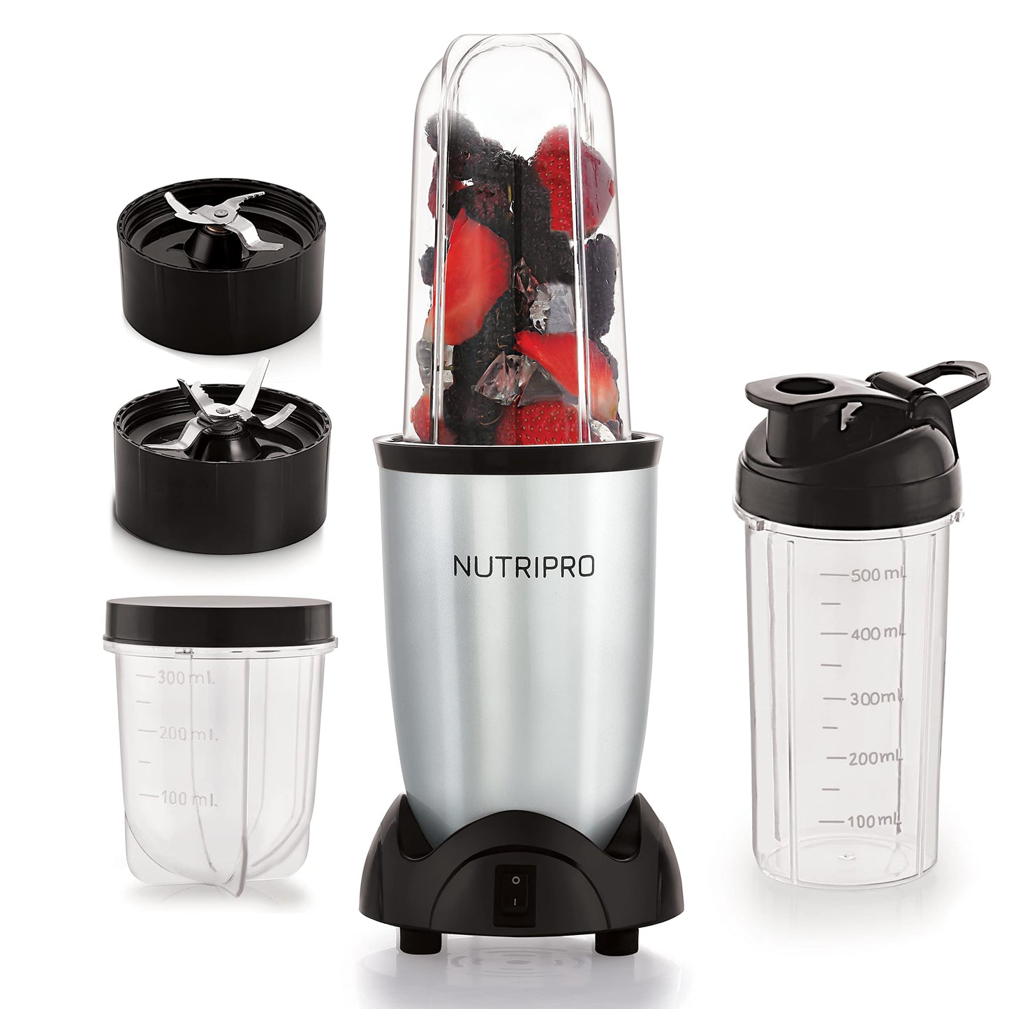 nutripro Copper Juicer Mixer Grinder - Smoothie Maker - 500 Watts (3 Jars, Silver) - 2 Year Warranty 