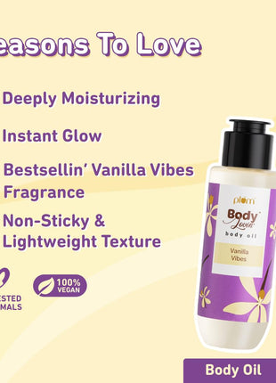 Plum BodyLovin' Vanilla Vibes Bath & Body Gift Set | Body Wash | Body Mist | Body Oil | Long-Lasting Warm Vanilla Fragrance | Gift Set For Women | Gifting For Birthday, Valentine's, Anniversary, Rakhi & Special Occasions| Premium Gift Packaging | Pack Of 
