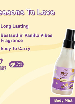 Plum BodyLovin' Vanilla Vibes Bath & Body Gift Set | Body Wash | Body Mist | Body Oil | Long-Lasting Warm Vanilla Fragrance | Gift Set For Women | Gifting For Birthday, Valentine's, Anniversary, Rakhi & Special Occasions| Premium Gift Packaging | Pack Of 