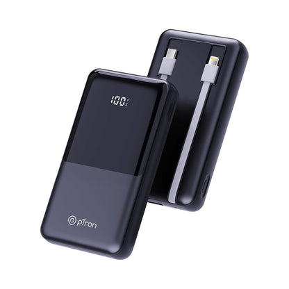 pTron Dynamo Power 20000mAh 22.5W Super Fast Charging Power Bank with Quick Charge & 20W Power Delivery, Built-in Charging Cables, 4 Outputs, Type-C Input/Output Port & LED Battery Display (Black) 