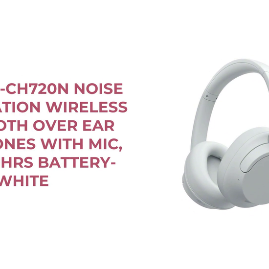 Sony WH-CH720N Noise Cancellation Wireless Bluetooth Over Ear Headphones with Mic, Up to 50Hrs Battery- White by@Outfy