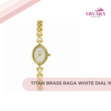 Titan Brass Raga White Dial Women Analog Watch With Metal Strap-Ns2370Ym01, Band_Gold by@Outfy