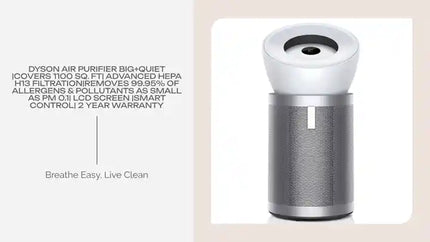 Dyson Air Purifier Big+Quiet |Covers 1100 Sq. Ft| Advanced HEPA H13 filtration|Removes 99.95% of allergens &amp; pollutants as small as PM 0.1| LCD Screen |Smart Control| 2 Year Warranty by@Outfy