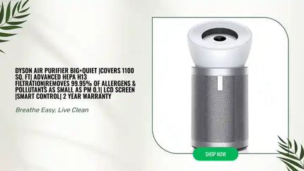 Dyson Air Purifier Big+Quiet |Covers 1100 Sq. Ft| Advanced HEPA H13 filtration|Removes 99.95% of allergens &amp; pollutants as small as PM 0.1| LCD Screen |Smart Control| 2 Year Warranty by@Outfy