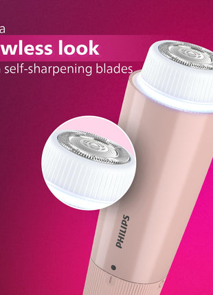 Philips Facial Trimmer for Women - SkinSafe with Hypo Allergenic Blades I Makeup must-have for glowing results I Self-sharpeing blades I Mirror & Light for Clean Trim I No Skin irritation I Cleaning brush I Travel Friendly I 2 Year Warranty - BRR454/00 