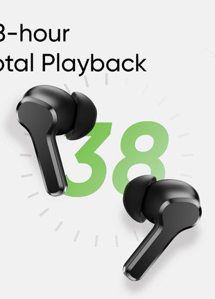 realme Buds T110 Bluetooth Truly Wireless in Ear Earbuds with mic, AI ENC for Calls, Google Fast Pair, 38 Hours Total Playback with Fast Charging and Low Latency Gaming Mode (Punk Black) 