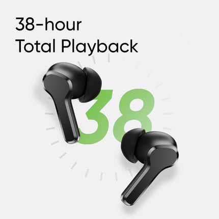 realme Buds T110 Bluetooth Truly Wireless in Ear Earbuds with mic, AI ENC for Calls, Google Fast Pair, 38 Hours Total Playback with Fast Charging and Low Latency Gaming Mode (Punk Black) 