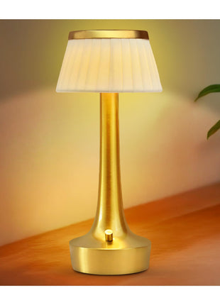 ro:sha Rosha Paralume Wireless Aluminium LED Table Lamp (Gold)| Upto 14 Hrs Battery Backup |2500 mAh Rechargeable Batteries | Lamps for Bedroom and Living Room 