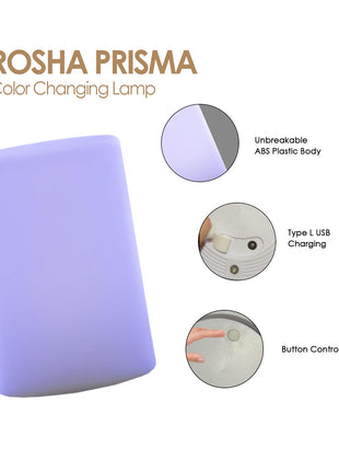 ro:sha Rosha Prisma Wireless ABS Plastic LED Table Lamps | Upto 8-10 Hrs 2200mAh Rechargeable Batteries | Button Control | 16 RGB Colors (Transparent) 